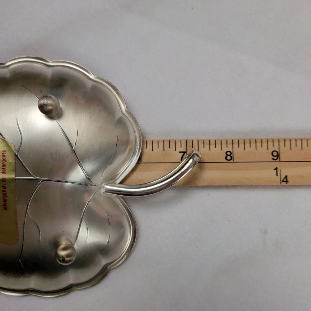 Vintage West Germany Silverplated Leaf Dish Footed Trinket Tray Catchall 7 inch
